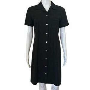Talbots Black Short Sleeve Button Down Collard Shirt Dress Size 4